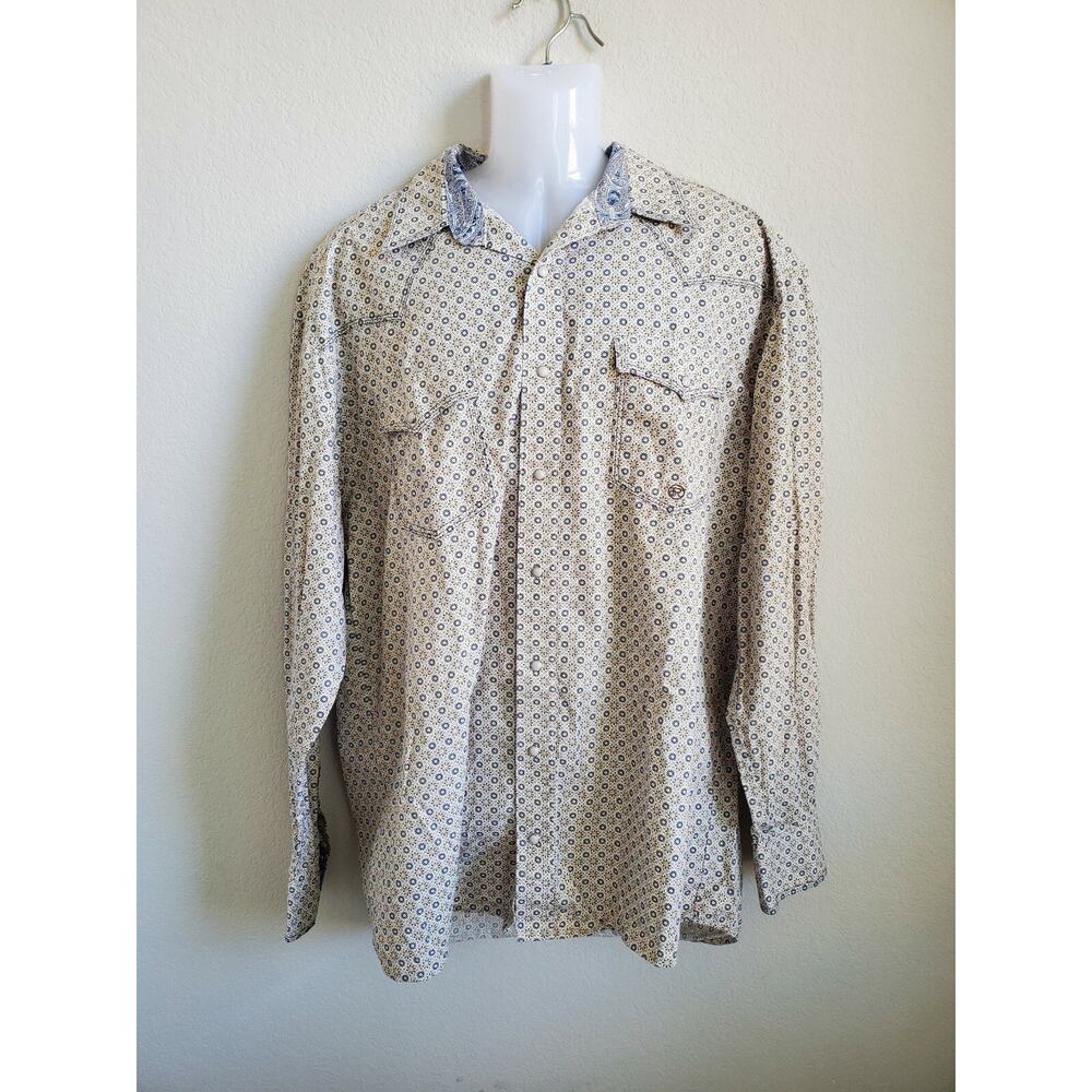 Used Roper Wear the West Taupe Men's Button Down Shirt Size XL Long Sleeve